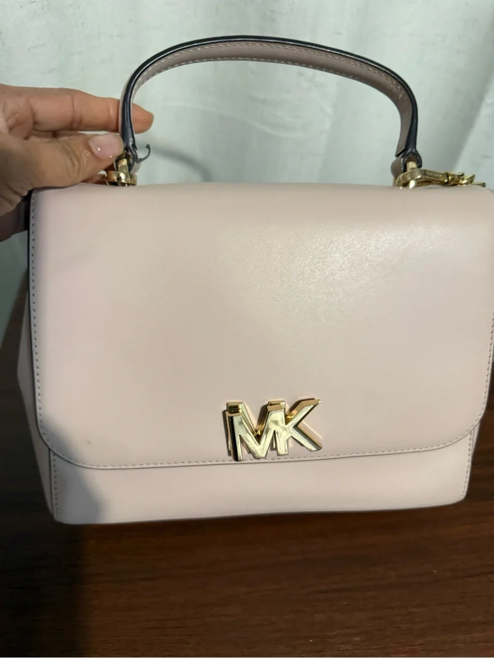 Michael Kors Blush Leather Top-Handle Satchel with Gold Hardware